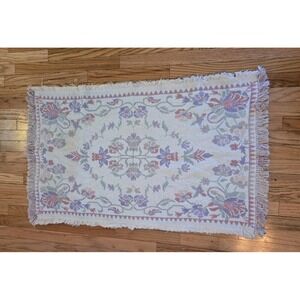 Vintage Hayim Company Floral Rug 30x48 – 1990 "Sherbet" Pastel Cotton Throw Rug